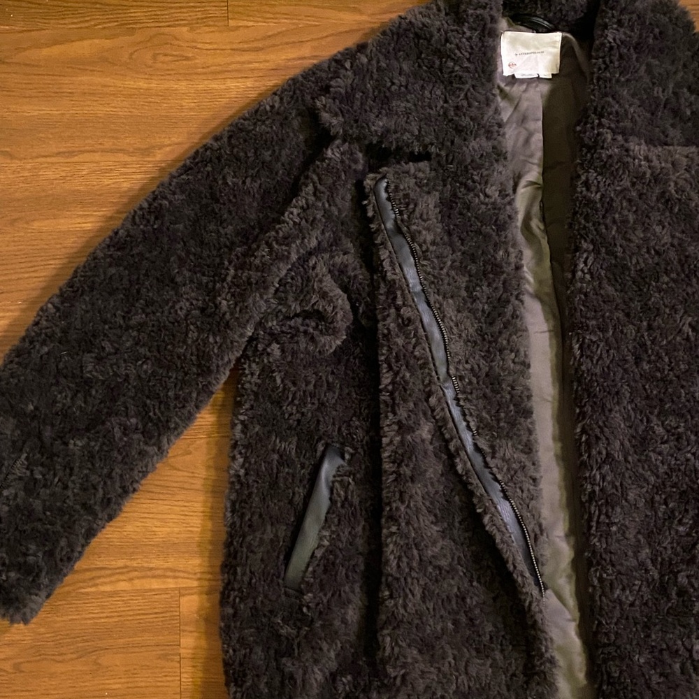 ANTHROPOLOGIE XL FAUX FUR AND LEATHER JACKET